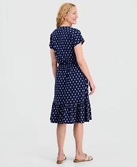 Style & Co Women's Printed Short-Sleeve Knit Dress, Macy's Exclusive