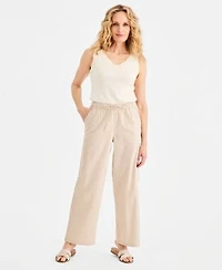 Style Co Womens Wide Leg Pull On Pants Macys Exclusive