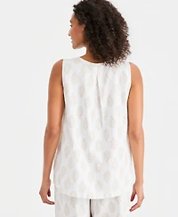 Style & Co Women's Printed Sleeveless Linen V-Neck Tunic, Macy's Exclusive
