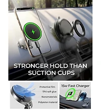Lisen MagSafe Car Mount Charger, 15W Magnetic Wireless Phone Holder, Mini Dashboard Mount with Strong Adhesive for iPhone 17/16/15/14/13