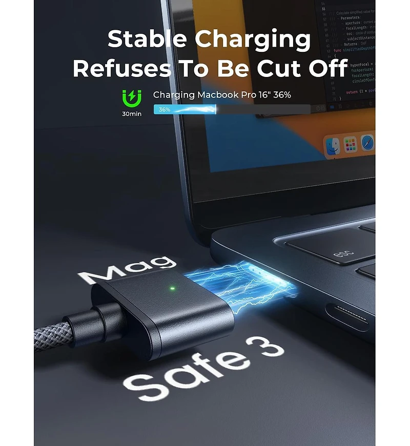 Lisen Usb-c to Magnetic 3 Cable 6.6 ft, 140W Fast Charging Cord for MacBook Charger, Compatible with MacBook Pro and Air