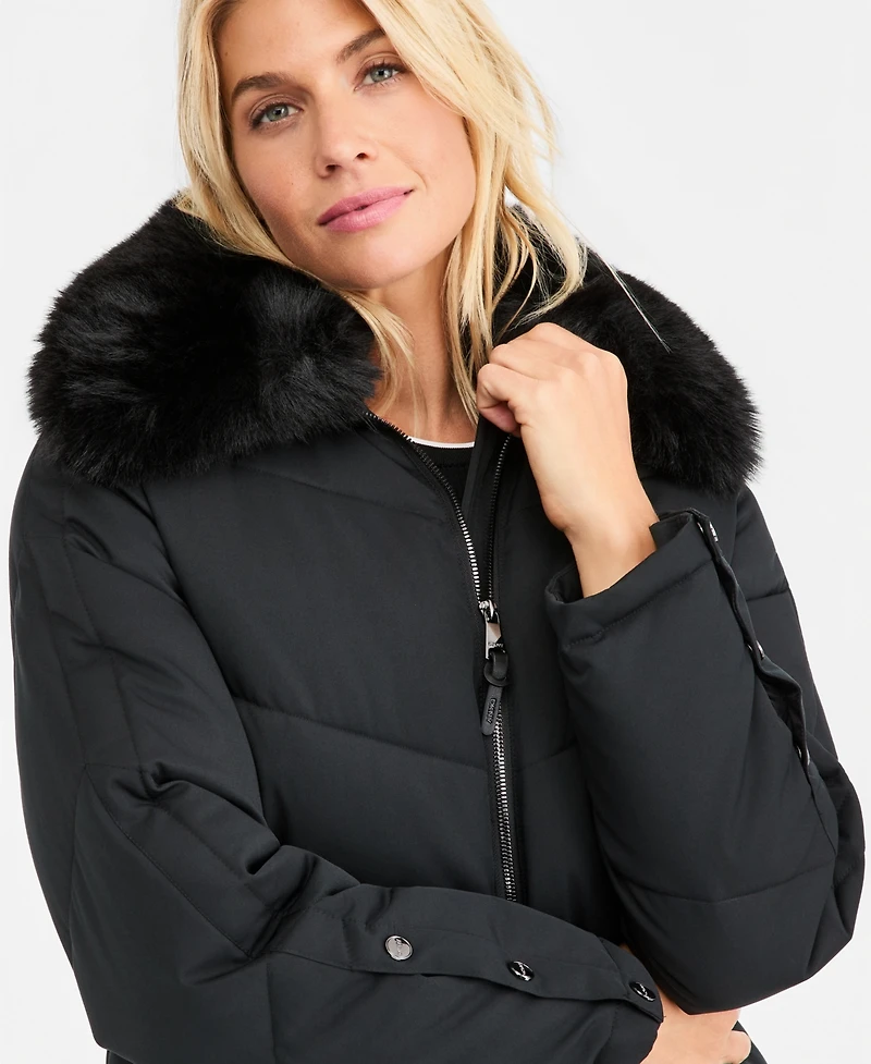 Dkny Women's Faux-Fur-Collar Puffer Coat