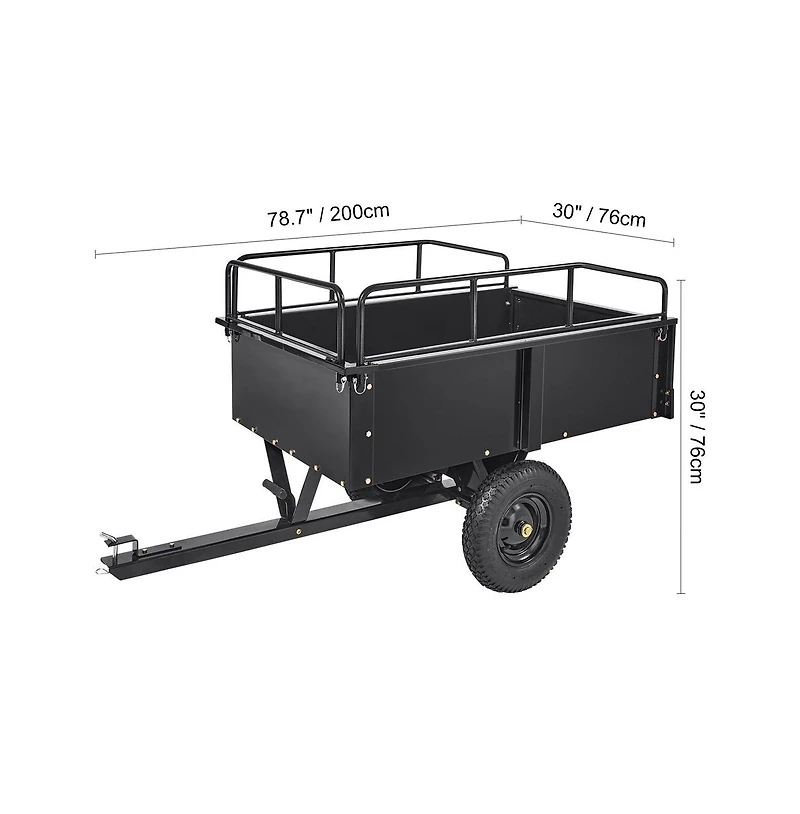 Sugift 750 lb Atv Trailer 15 cu ft Steel Dump Cart for Lawn Mower