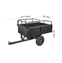 Sugift 750 lb Atv Trailer 15 cu ft Steel Dump Cart for Lawn Mower