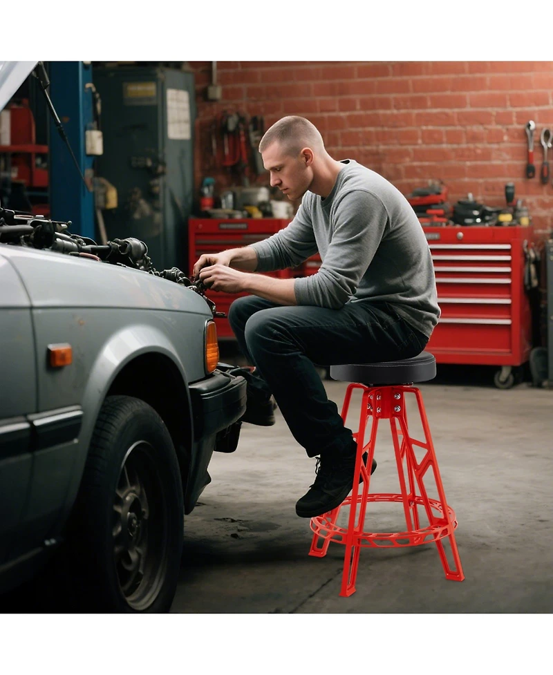 Sugift Heavy Duty Aluminum Garage Bar Chair with Swivel Seat