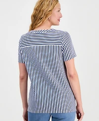 Style & Co Women's Short-Sleeve Split-Neck Knit Top, Macy's Exclusive