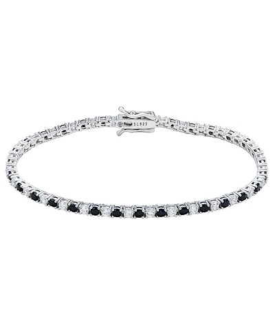 Suzy Levian New York Sterling Silver Cubic Zirconia Alternating Tennis Bracelet