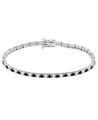 Suzy Levian New York Sterling Silver Cubic Zirconia Alternating Tennis Bracelet