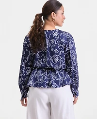 I.n.c. International Concepts Plus Printed Peplum Blouse, Macy's Exclusive