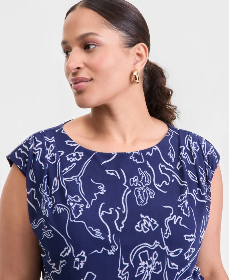 I.n.c. International Concepts Plus Sleeveless Printed Mesh Top, Macy's Exclusive