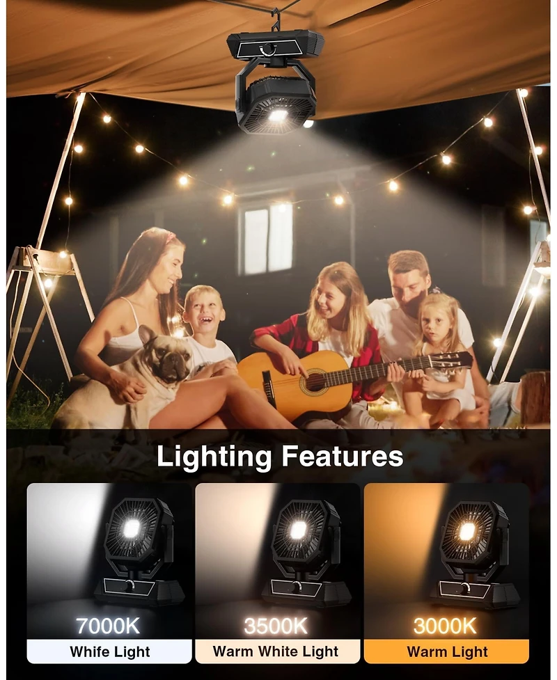 Gnuadz Portable Fan Rechargeable Led Lantern Camping Usb Travel Home 20000mAh