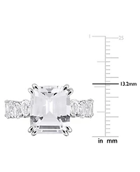 Macy's Lab Grown Blue Sapphire (5 ct. t.w.) & Lab Grown White Sapphire (2-1/5 ct. t.w.) Ring in Sterling Silver (Also Available in Ruby)