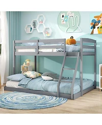 Slickblue Low Floor Twin Over Full Bunk Bed Frame for Kids, Space Saving Bedroom Solution