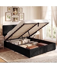 Slickblue Queen Lift Up Storage Bed with Wooden Slat Support