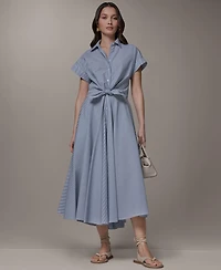 Donna Karan Weekend Women's Stripe Button-Front Collared Midi Dress
