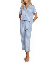 Flora by Nikrooz Women's Gabbie Notch Collar Shirt and Capri Pajama Pants, 2-Piece Set