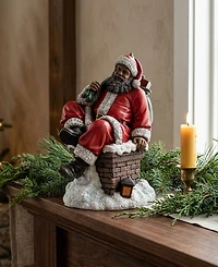 Napco 12" African American Santa on Chimney