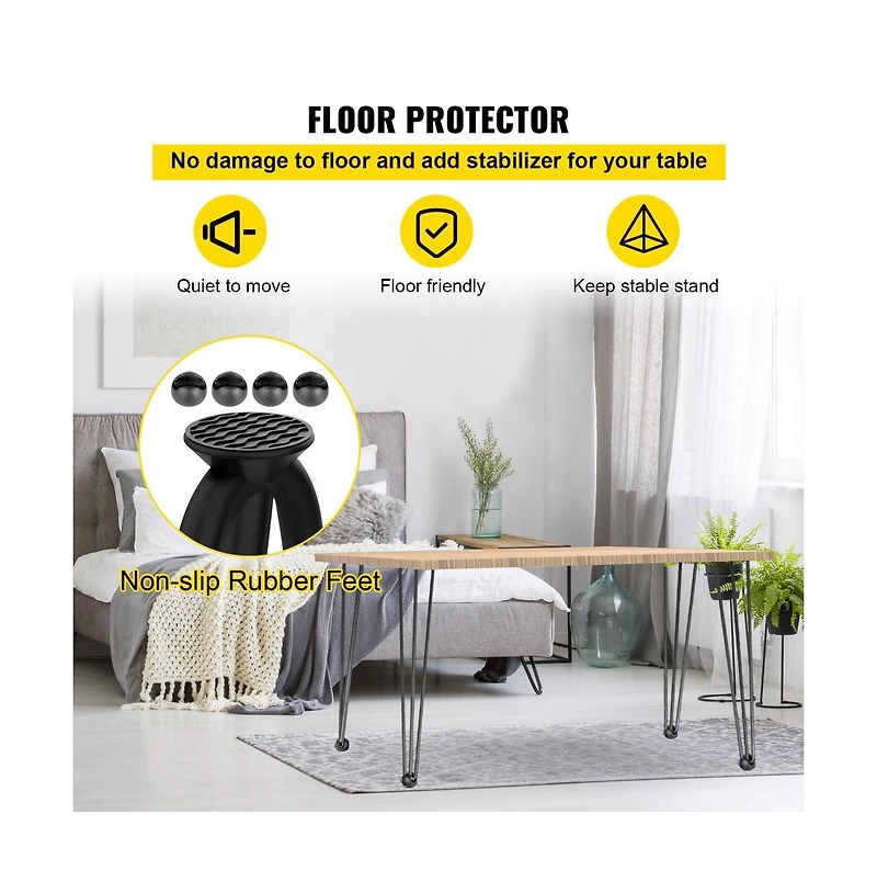 Sugift Hairpin Table Legs Set of 4 Carbon Steel Desk Furniture Legs Load