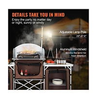 Sugift Folding Camping Kitchen Table Outdoor Cooking Station with Storage and Windscreen