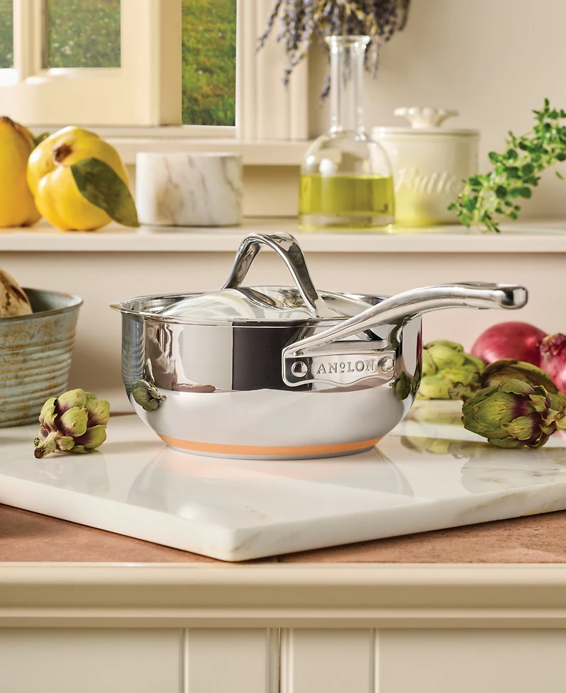 Anolon Nouvelle Copper Stainless Steel 2.5-Quart Covered Saucier, Macy's Exclusive