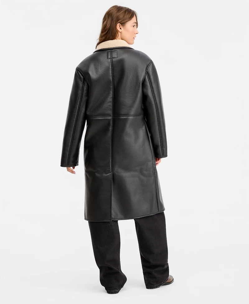 Maralyn & Me Juniors' Faux-Shearling Coat