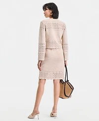 I.n.c. International Concepts Women's Studded Cotton Crochet Sweater Skirt, Macy's Exclusive