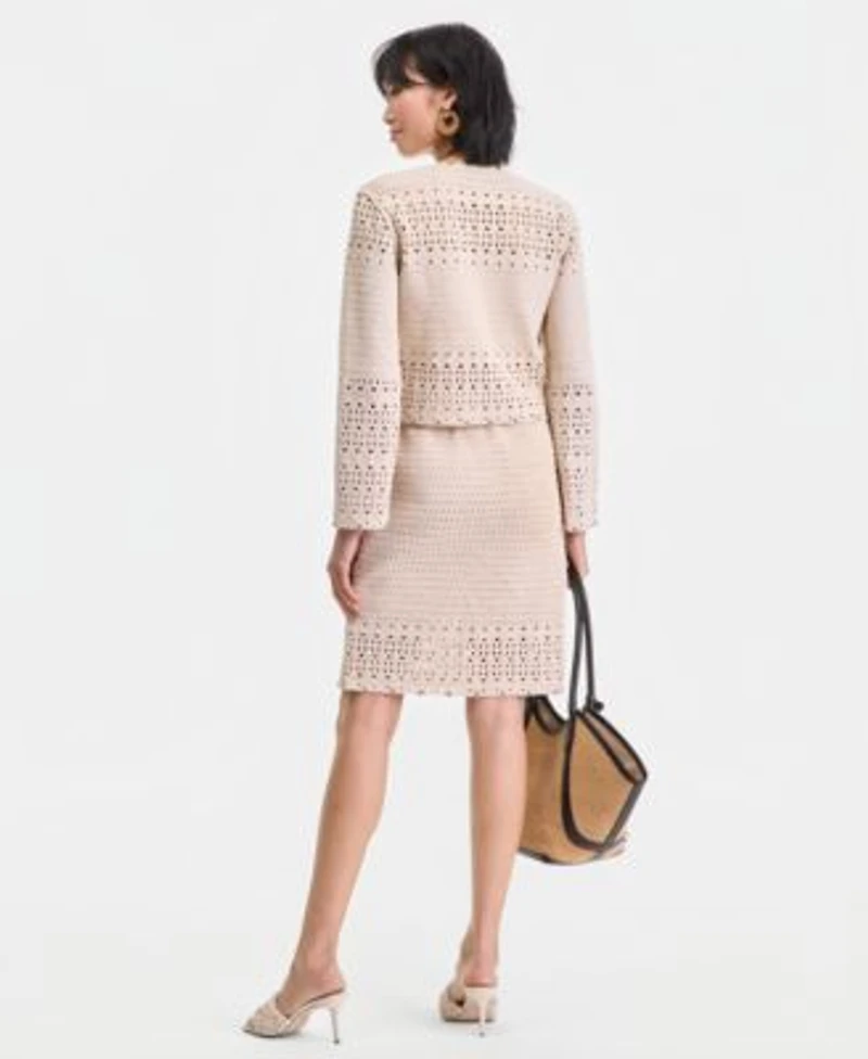 I.N.C. International Concepts Womens Studded Cotton Crochet Cardigan Skirt Macys Exclusive