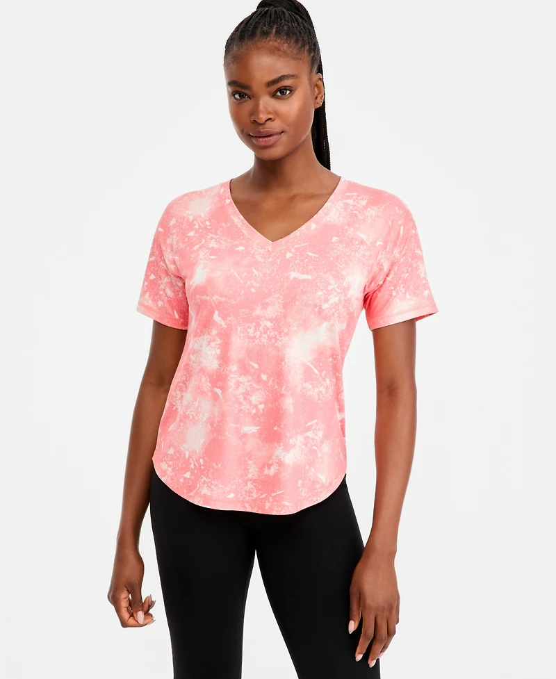 Id Ideology Women's Urban V-Neck Performance T-Shirt, Macy's Exclusive - Dye