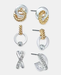 Anne Klein 3-Pc. Set Pave Twisted Earrings