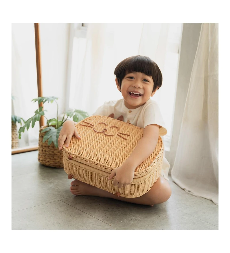 Momiji Kitty Handcrafted Rattan Suitcase