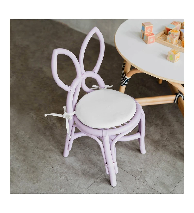 Momiji Butterfly Handcrafted Rattan Kids Chair with cushion - Wicker Purple (Set of 2)