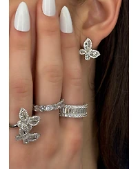 Suzy Levian Sterling Silver Cubic Zirconia Double Butterfly Ring