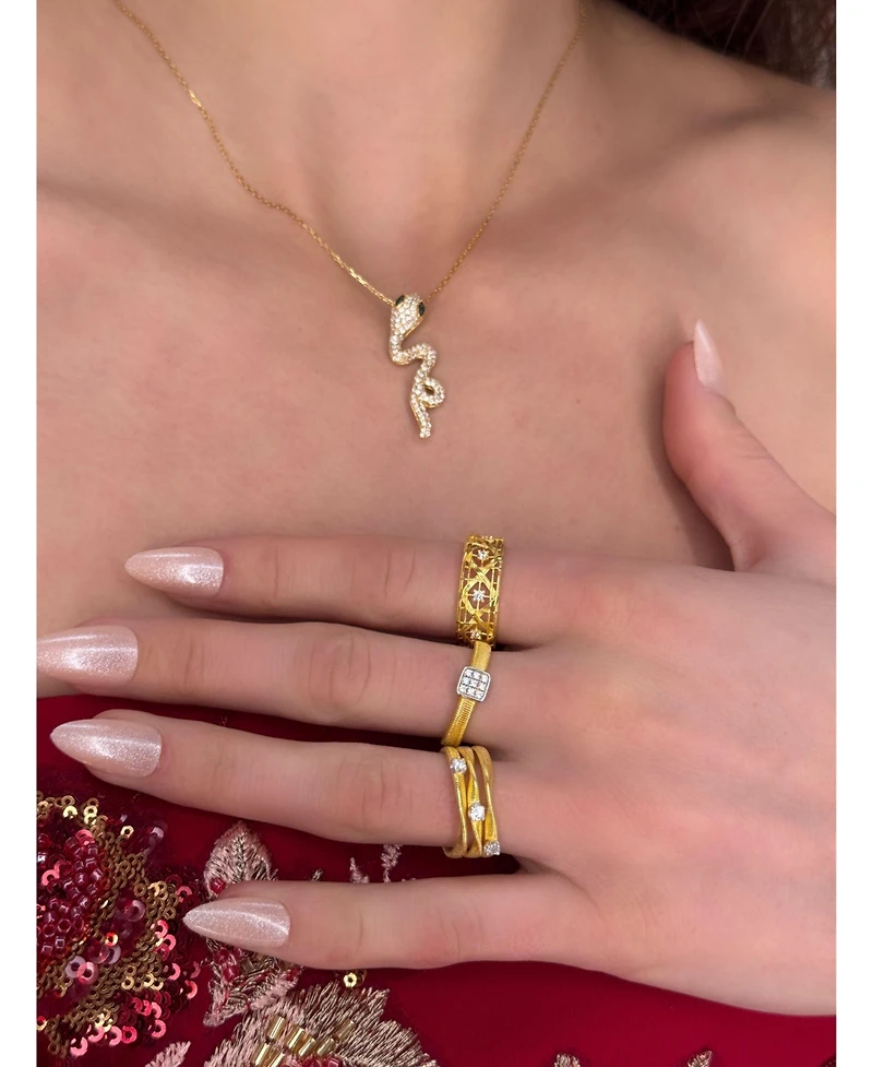 Suzy Levian Sterling Silver Cubic Zirconia Wild Snake Pendant