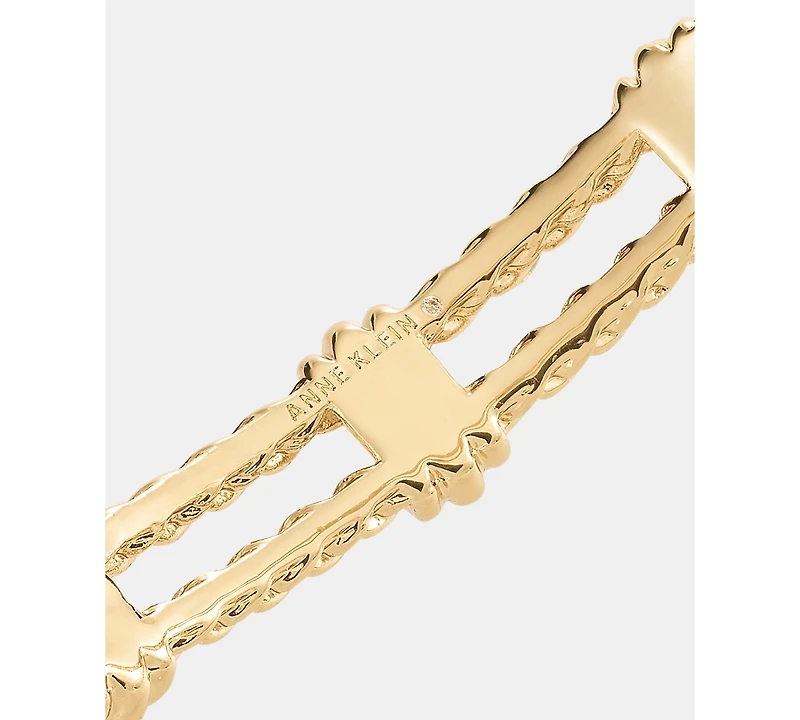 Anne Klein Gold-Tone Boxed Two-Row Braided Texture Rondel Hinge Bracelet