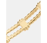 Anne Klein Gold-Tone Boxed Two-Row Braided Texture Rondel Hinge Bracelet