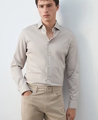 Mango Men's Slim Fit Striped Cotton Shirt