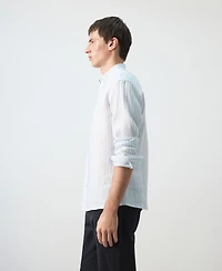 Mango Men's Mandarin Collar Striped Shirt