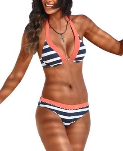 Womens Striped Classic Bikini Swimsuit Top Bottom