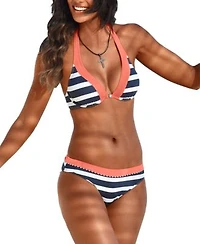 Womens Striped Classic Bikini Swimsuit Top Bottom