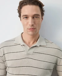 Mango Men's Striped Linen-Blend Polo Sweater