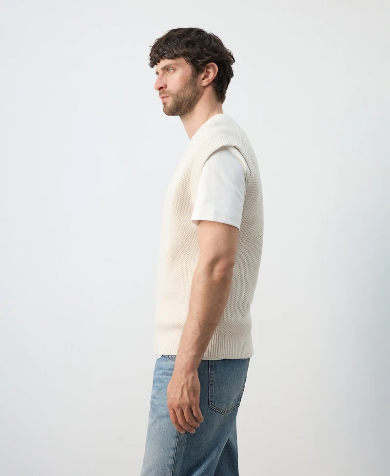 Mango Men's Microstructure Knit Vest Sweater