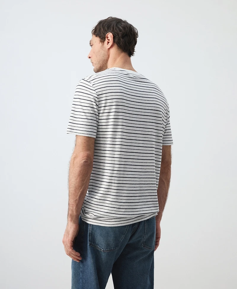 Mango Men's Striped Slim-Fit Linen T-Shirt
