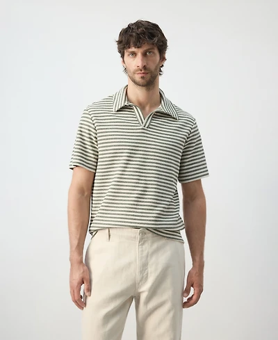 Mango Men's Regular-Fit Textured Striped Polo
