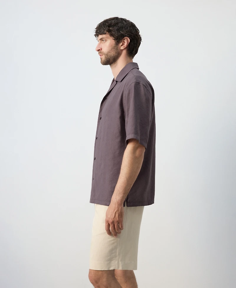 Mango Men's Relaxed Fit Bowling Collar Shirt