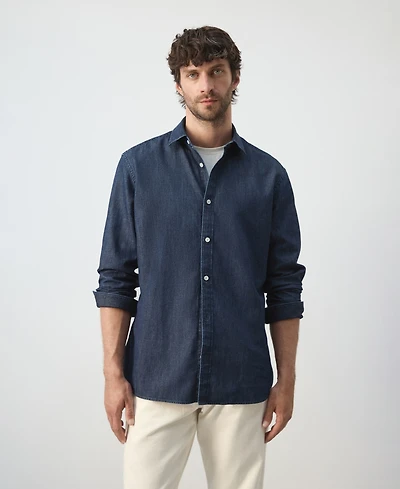 Mango Men's Regular-Fit Cotton-Linen Denim Shirt