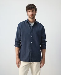 Mango Men's Regular-Fit Cotton-Linen Denim Shirt