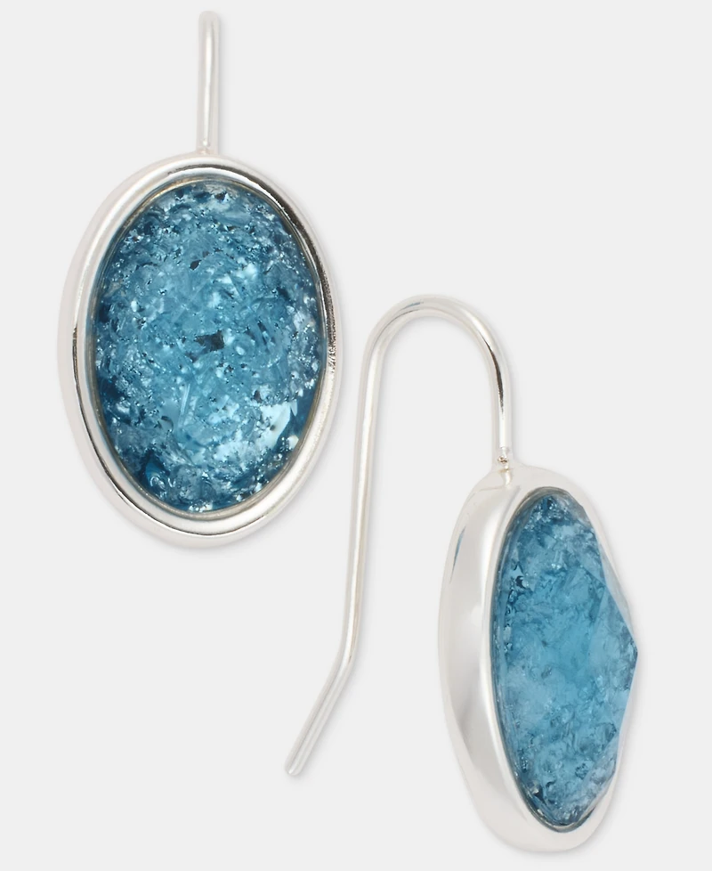 Anne Klein Silver-Tone Blue Stone Drop Earrings