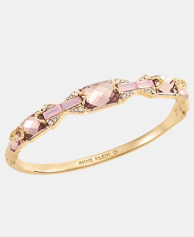Anne Klein Gold-Tone Boxed Rose Baugette Stone Hinge Bracelet