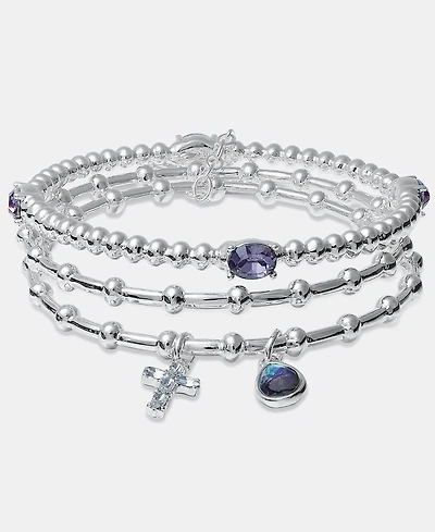 Anne Klein Cross Charm Stretch Bracelets, 3-Piece Set