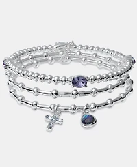 Anne Klein Cross Charm Stretch Bracelets, 3-Piece Set